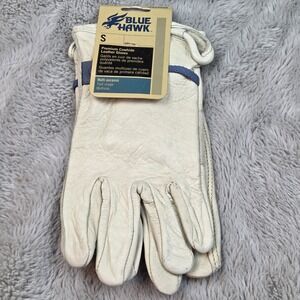 Blue Hawk Ball and Tape Gloves White Leather Small Outdoor #0424955